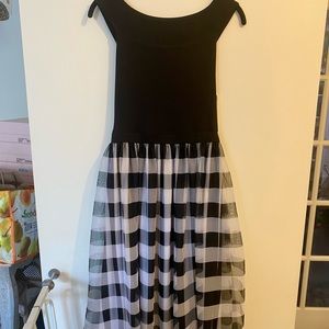 Lord and Taylor Design Lab black and white checked gingham tulle ballerina dress